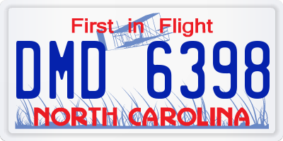 NC license plate DMD6398