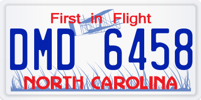 NC license plate DMD6458