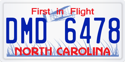 NC license plate DMD6478