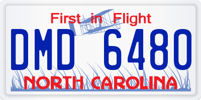 NC license plate DMD6480