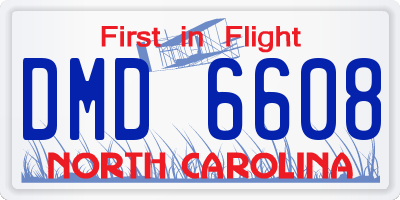 NC license plate DMD6608