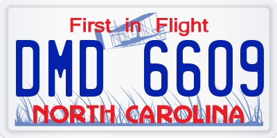 NC license plate DMD6609