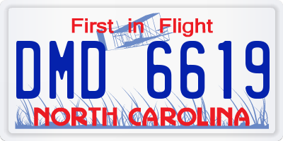NC license plate DMD6619