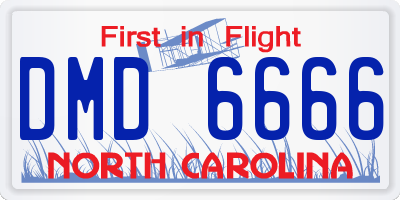 NC license plate DMD6666