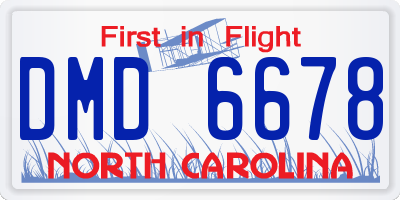 NC license plate DMD6678
