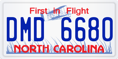 NC license plate DMD6680