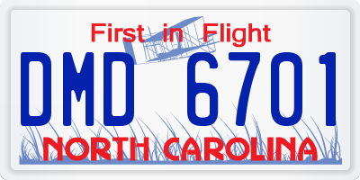 NC license plate DMD6701