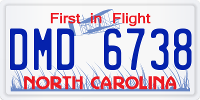 NC license plate DMD6738