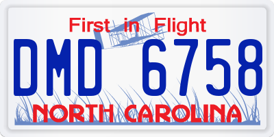 NC license plate DMD6758
