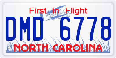 NC license plate DMD6778