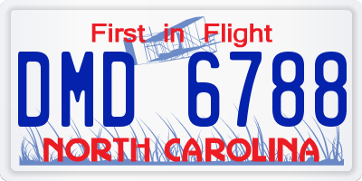 NC license plate DMD6788