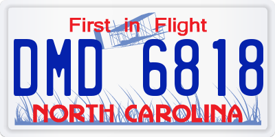 NC license plate DMD6818