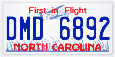 NC license plate DMD6892