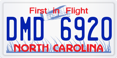 NC license plate DMD6920