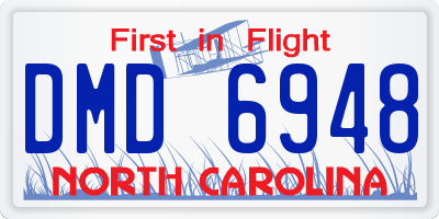 NC license plate DMD6948