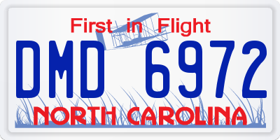 NC license plate DMD6972