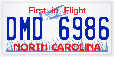 NC license plate DMD6986