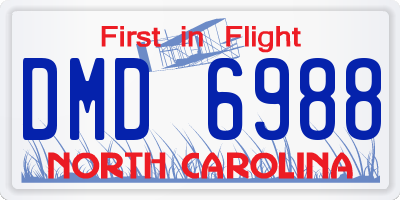 NC license plate DMD6988