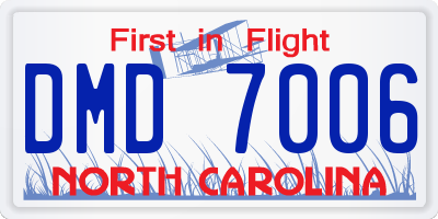 NC license plate DMD7006