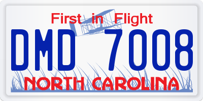 NC license plate DMD7008