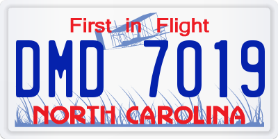NC license plate DMD7019