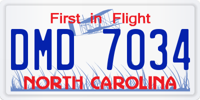 NC license plate DMD7034