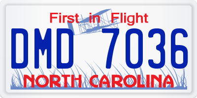 NC license plate DMD7036
