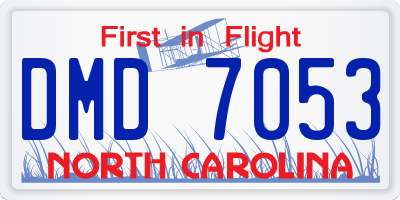 NC license plate DMD7053