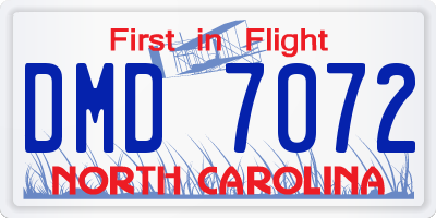 NC license plate DMD7072