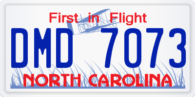 NC license plate DMD7073