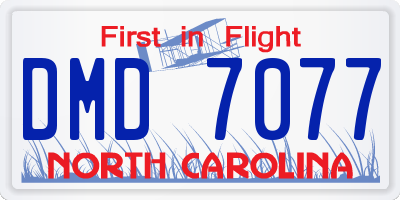 NC license plate DMD7077