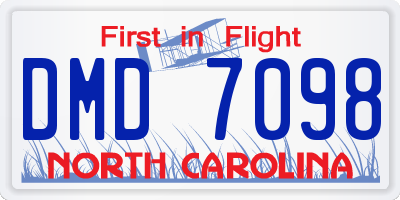 NC license plate DMD7098