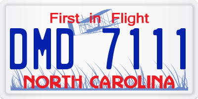 NC license plate DMD7111