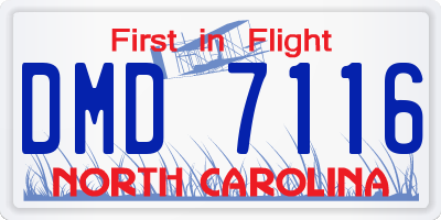 NC license plate DMD7116
