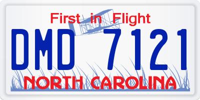 NC license plate DMD7121