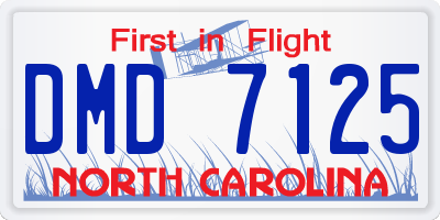 NC license plate DMD7125