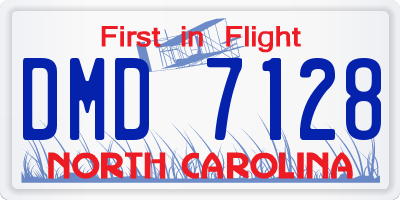 NC license plate DMD7128