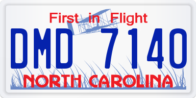 NC license plate DMD7140