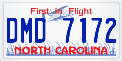 NC license plate DMD7172