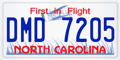 NC license plate DMD7205