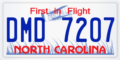 NC license plate DMD7207