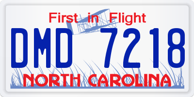 NC license plate DMD7218