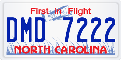 NC license plate DMD7222