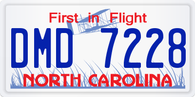NC license plate DMD7228