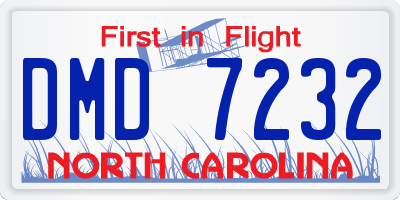NC license plate DMD7232