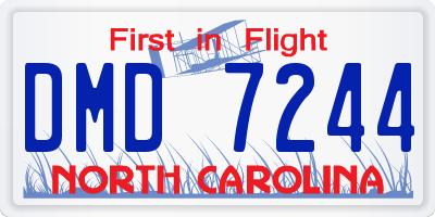 NC license plate DMD7244