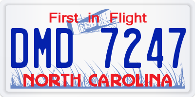 NC license plate DMD7247