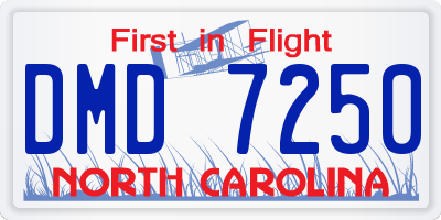 NC license plate DMD7250