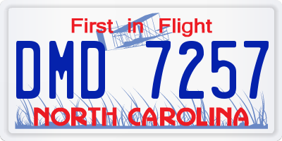 NC license plate DMD7257