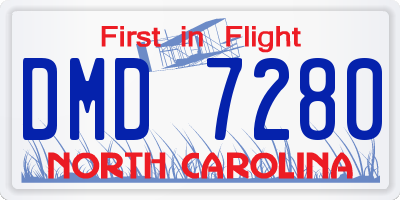 NC license plate DMD7280